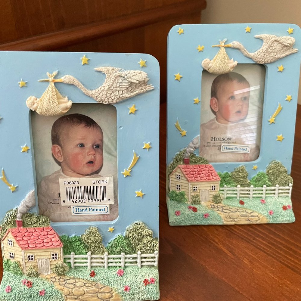 Bundle of Two Vintage Desk Top Baby Photo Frames